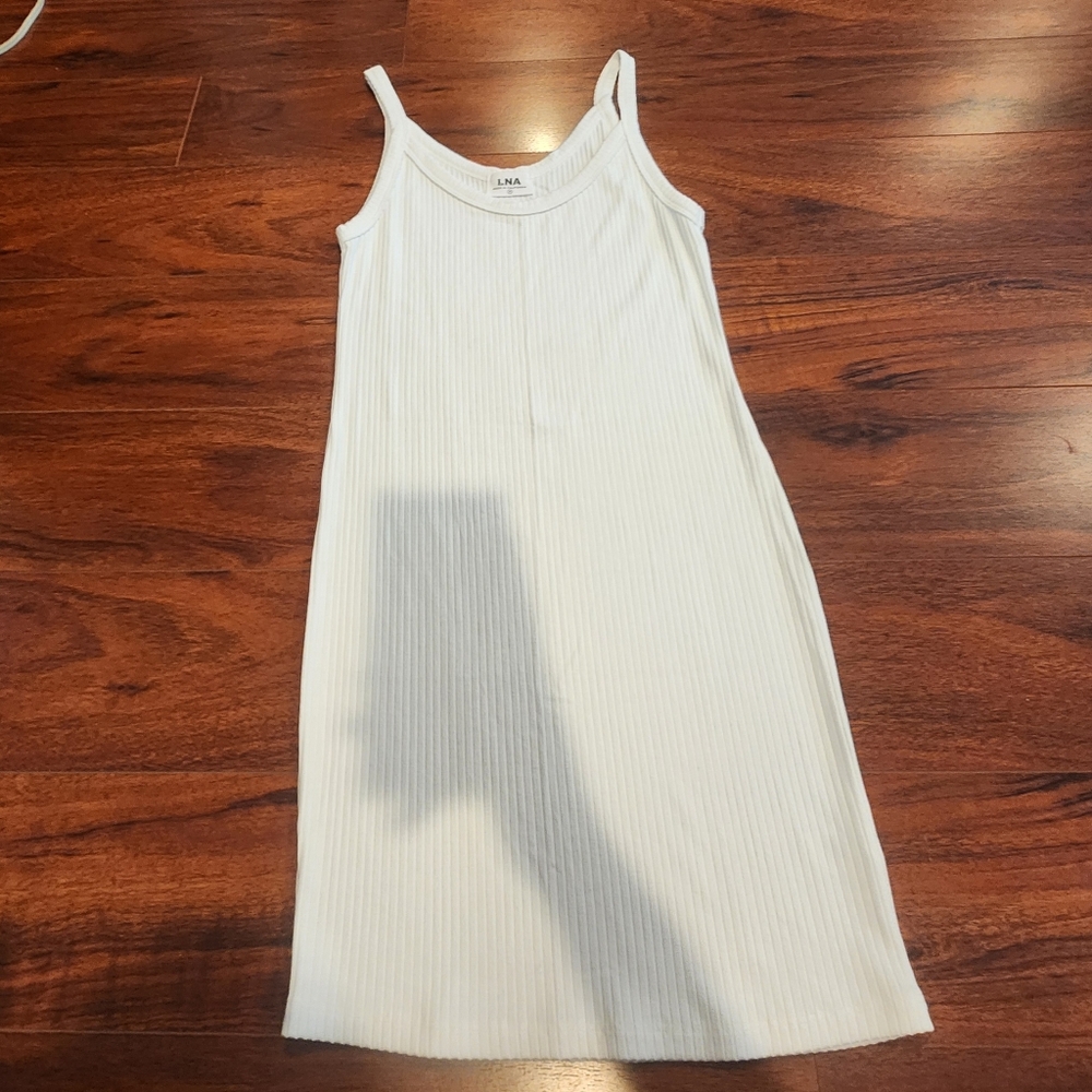 LNA White Ribbed Mini Dress